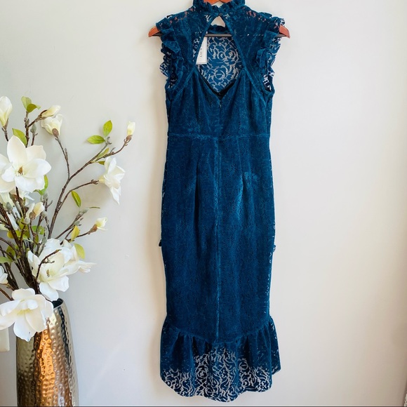Hope & Ivy velvet lace ruffles midi dress - Picture 3 of 10